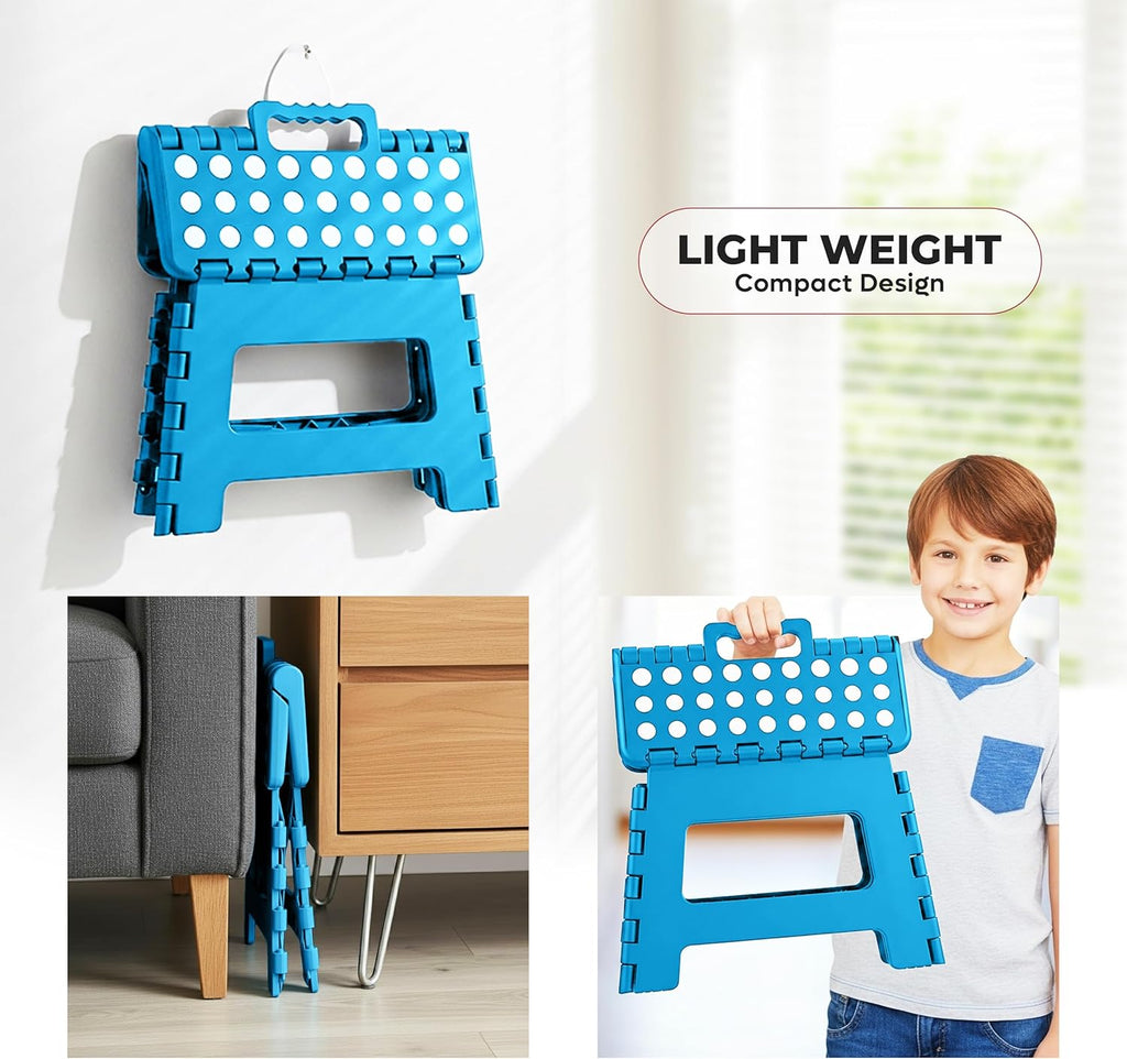Utopia Home Folding Step Stool - 9-Inch Anti-Slip Collapsible Stool | Supports 300 lbs - Blue