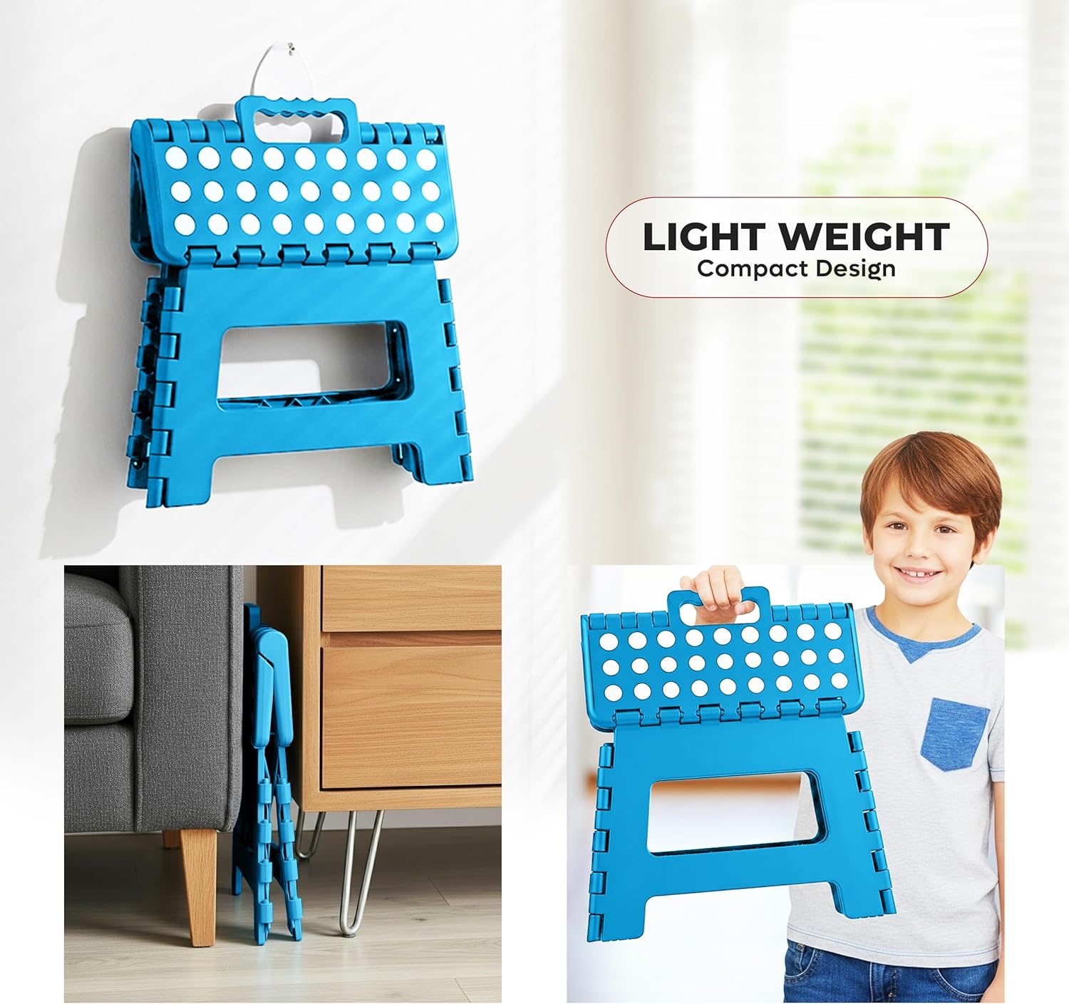 Utopia Home Folding Step Stool - 9-Inch Anti-Slip Collapsible Stool | Supports 300 lbs - Blue