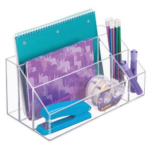 iDesign Clarity Cosmetic Palette Organizer for Vanity or Cabinet to Hold Makeup, Nail Polish, Cosmetic Accessories - 5 Compartments, Clear