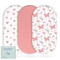 Yoofoss Bassinet Sheets - 3-Pack Fitted Mattress Covers for Halo & Baby Delight | Soft Pink Butterflies