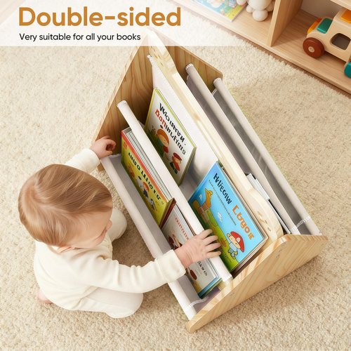 dakewang Small Bookshelf for Kids and Toddler, Double-Sided Baby Bookshelf, Montessori Kids Bookcase, Baby Book Shelf for Nursery (White)