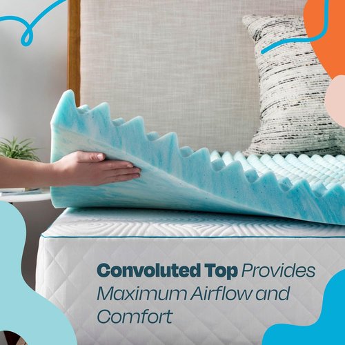 Linenspa Gel Memory Foam Mattress Topper - Reversible Egg Crate Design for Comfort - King Size