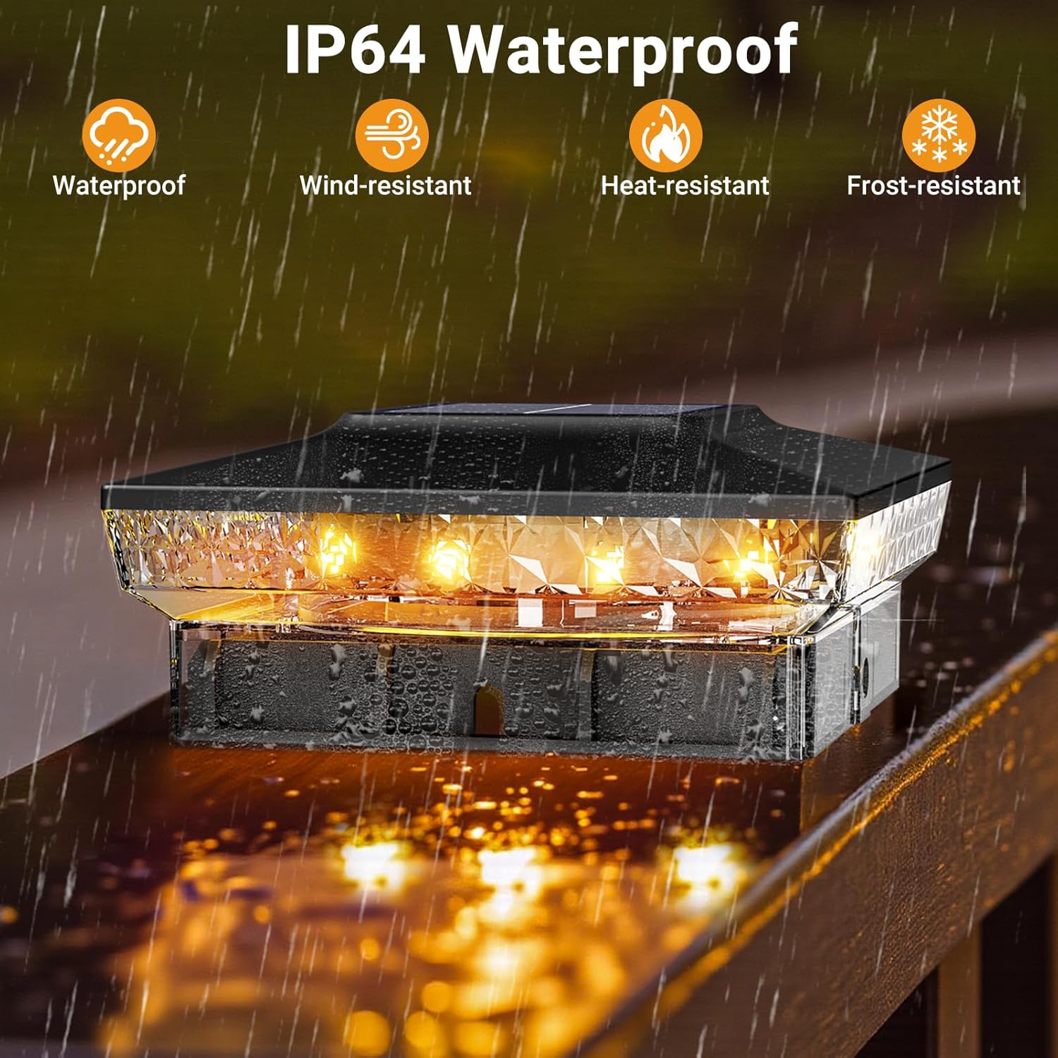 Btfarm Solar Post Cap Lights - 16 LED Outdoor Lighting | 2 Modes, Waterproof, 4-Pack for 4x4 & 3.5x3.5 Posts