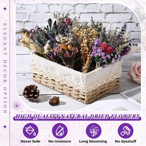 Layhit 12 Pack Boho Dried Flower Bouquet Mini Wedding Handmade Dry Flowers Decor for Vase Crafts DIY Photo Boutonniere for Men Floral Plant for Bridesmaid Gift Birthday Decor(Romantic)