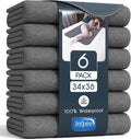 Inspire Underpads - Reusable Waterproof Incontinence Bed Pads | Stain Hiding Gray | 34 X 36 (6 Pack)