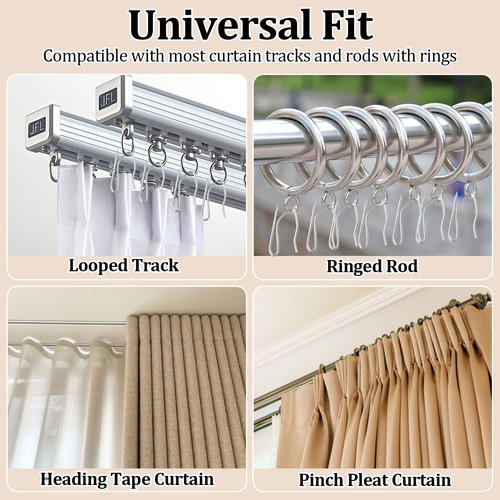 MOWPOG 140 PCS Metal Curtain Hooks for Drapes, 1.2 in Rustproof Drapery Pins for Pinch Pleat Curtain, S-Shaped Pin-On Hook for Window, Door, Shower, RV Curtains