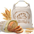 Large Linen Beeswax Bread Bags(2 Pack) Sourdough Bread Bags Reusable Double-Lock Freezer Baking Container Gift Giving for Homemade,Loaf,Sourdough,Food Storage (Plain Colour Patterns)