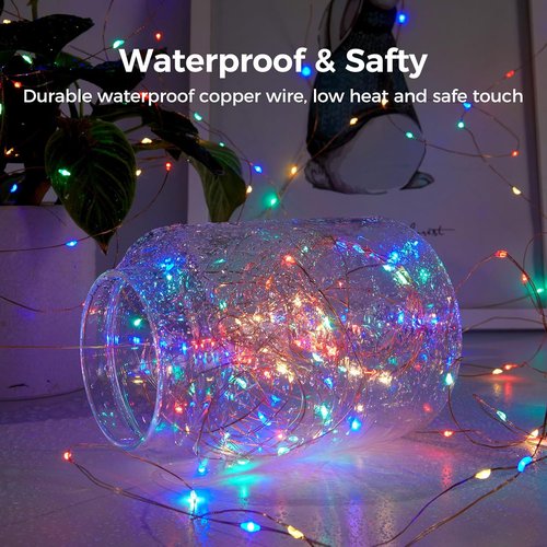 Ariceleo USB Powered Fairy Lights - 32.8 Ft Silver Wire String Lights with Remote & Timer, 100 LED, Waterproof, 8 Modes for Parties & Weddings