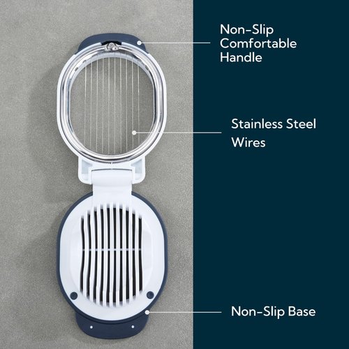 KITCHENDAO Replaceable Egg Slicer with Stainless Steel Wires, Egg Cutter for Hard-Boiled Eggs, Dual-Direction Cutting, Heavy-Duty Egg Dicer, Non-Slip Base & Handle, Dishwasher Safe