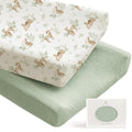 Konssy Muslin Changing Pad Covers - Ultra Soft & Breathable Cotton for Boys | 2 Pack in Woodland & Sage