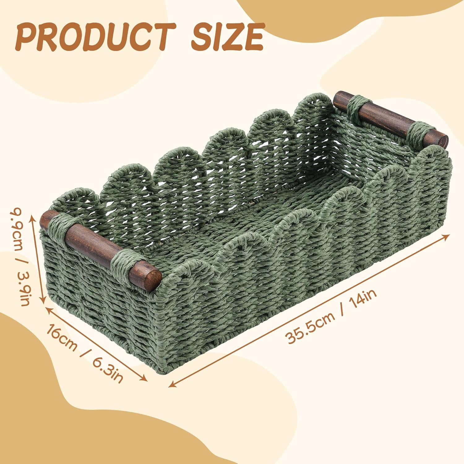 Skiennix Toilet Paper Storage Basket - Stylish Wicker Organizer for Bathroom & Kitchen - Green