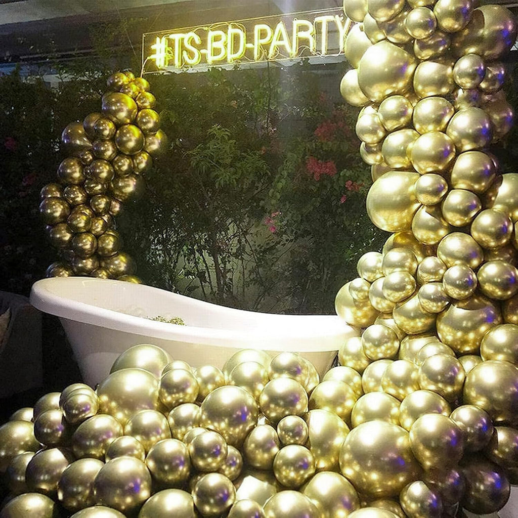 PartyWoo Metallic Gold Balloons - 50pcs 5 Inch Chrome Latex Balloons for Celebrations & Events