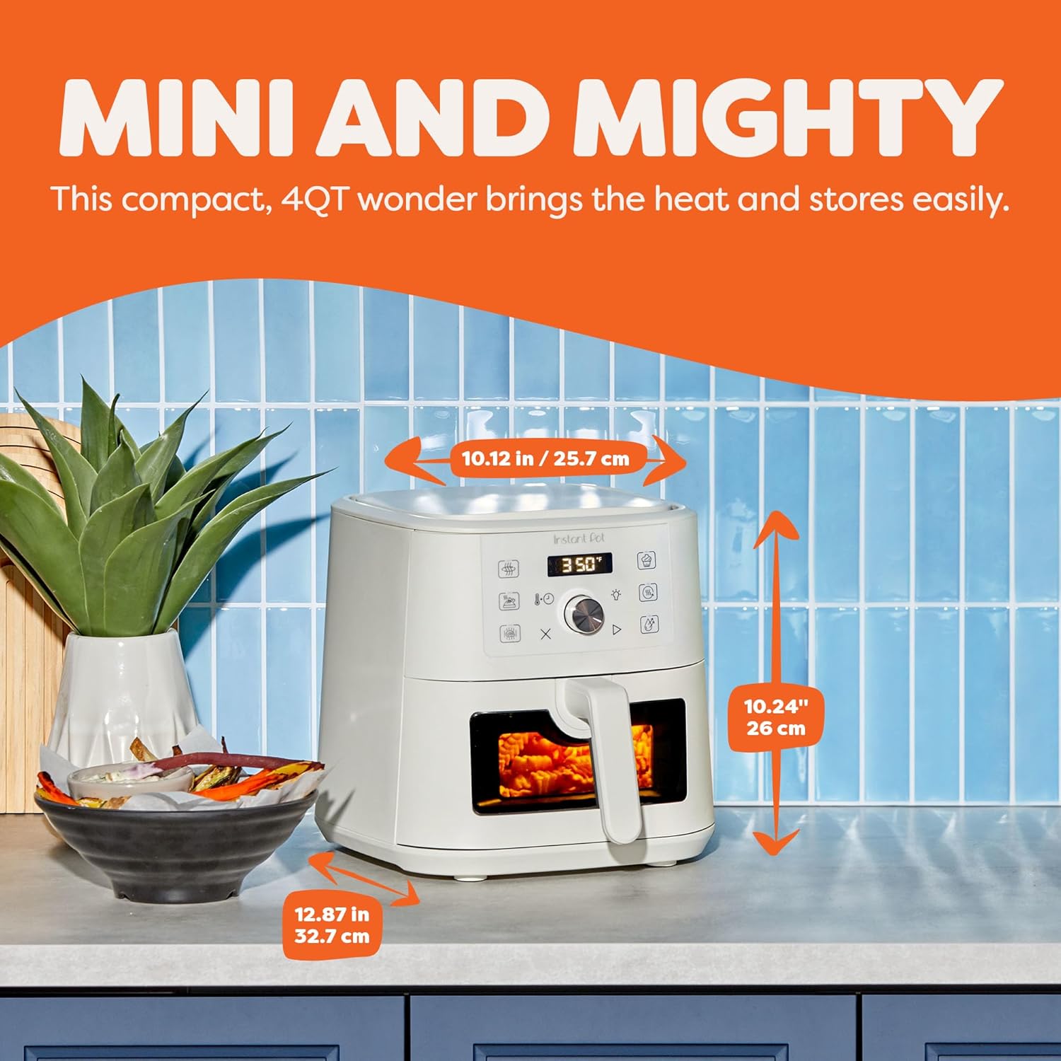 VORTEX Instant Pot 4Qt Mini Air Fryer - 6-in-1 Multi-Function with Custom Programs | Sea Salt Finish