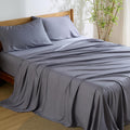 Bedsure Queen Sheet Set - Cooling Bamboo Rayon Sheets | Breathable & Soft | Deep Pocket Up to 16" | Dark Grey
