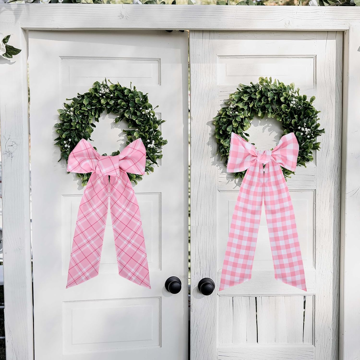 Pink Plaid Wreath Sash - 2 Pcs 60-Inch Buffalo Plaid Sashes for Valentine's Day & Wedding Decor