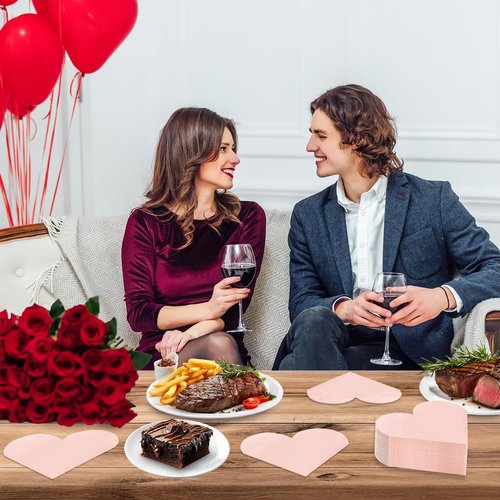 Valentine's Day Party Supplies, Disposable Love Napkins Heart Shaped Napkins for Valentine's Day Engagements Wedding Anniversaries Bridal Showers Birthday Decorations, 3 Ply / 50 Count/Blush