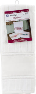 DMC Charles Craft Aberdeen Velour Hand Towel 16.5 x 27 inches, 14 Stitch Count Fabric with Design Included, Cotton/Viscose Blend, White