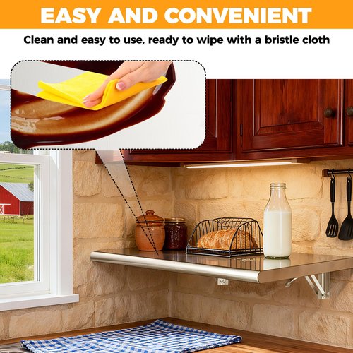 Sidasu 36x12 Inch Folding Concession Shelf, Stainless Steel Food Shelf Stand Serving for Concession Serving Window Food Truck, Kitchen, Counter