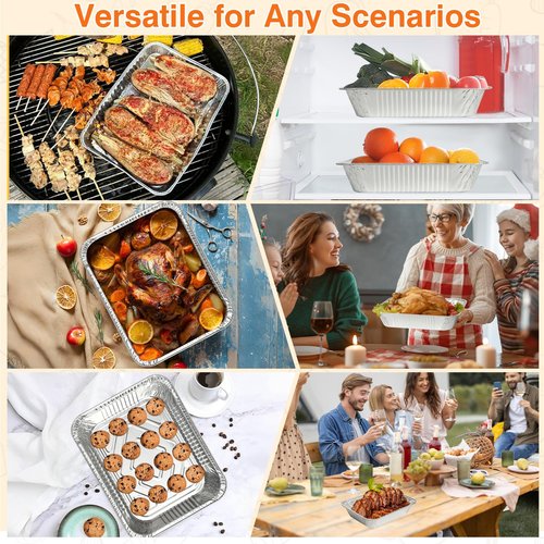 Gladify Aluminum Foil Pans 9x13 Disposable Baking Pans 30 Pack Heavy Duty Half Size Tin Foil Trays for Steam Table, Roasting, Cooking, Heating, Freezing Food