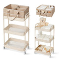 Fortella Baby Diaper Caddy, 3 Tier Rolling Storage Cart for Baby Essentials, Diaper Cart with Detachable Dividers, Storage & Baby Bottle Organizer, Nursery Dresser for Bedroom, Living Room (Taupe)