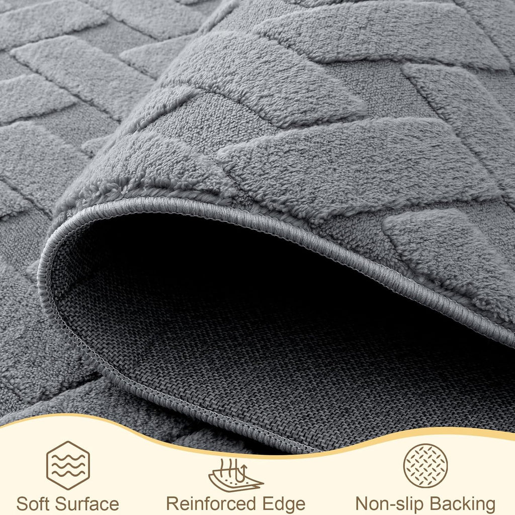 OLANLY Area Rug - Soft Plush Geometric Shaggy Carpet for Living Room & Bedroom | 4x6 ft, Easy Clean, Grey