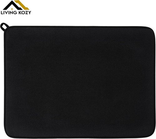Microfiber Dish Drying Mat by [Brand Name] - Ultra-Absorbent Kitchen Counter Pad, Large Black 15"x20" (50x38cm)