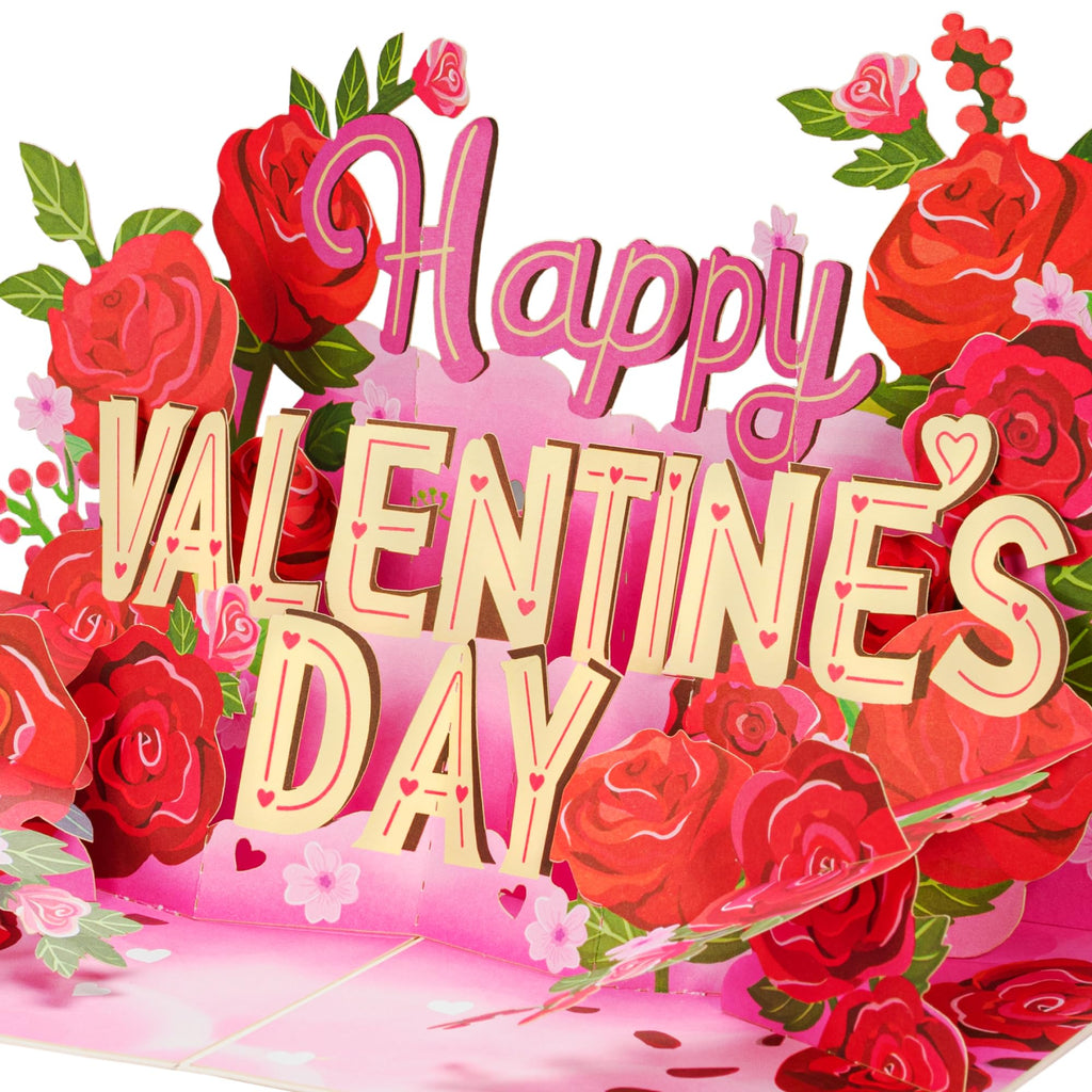 Paper Love Happy Valentine's Day Card, 3D Pop Up Valentine Cards - 5" x 7" Cover - Includes Envelope and Removable Note Card