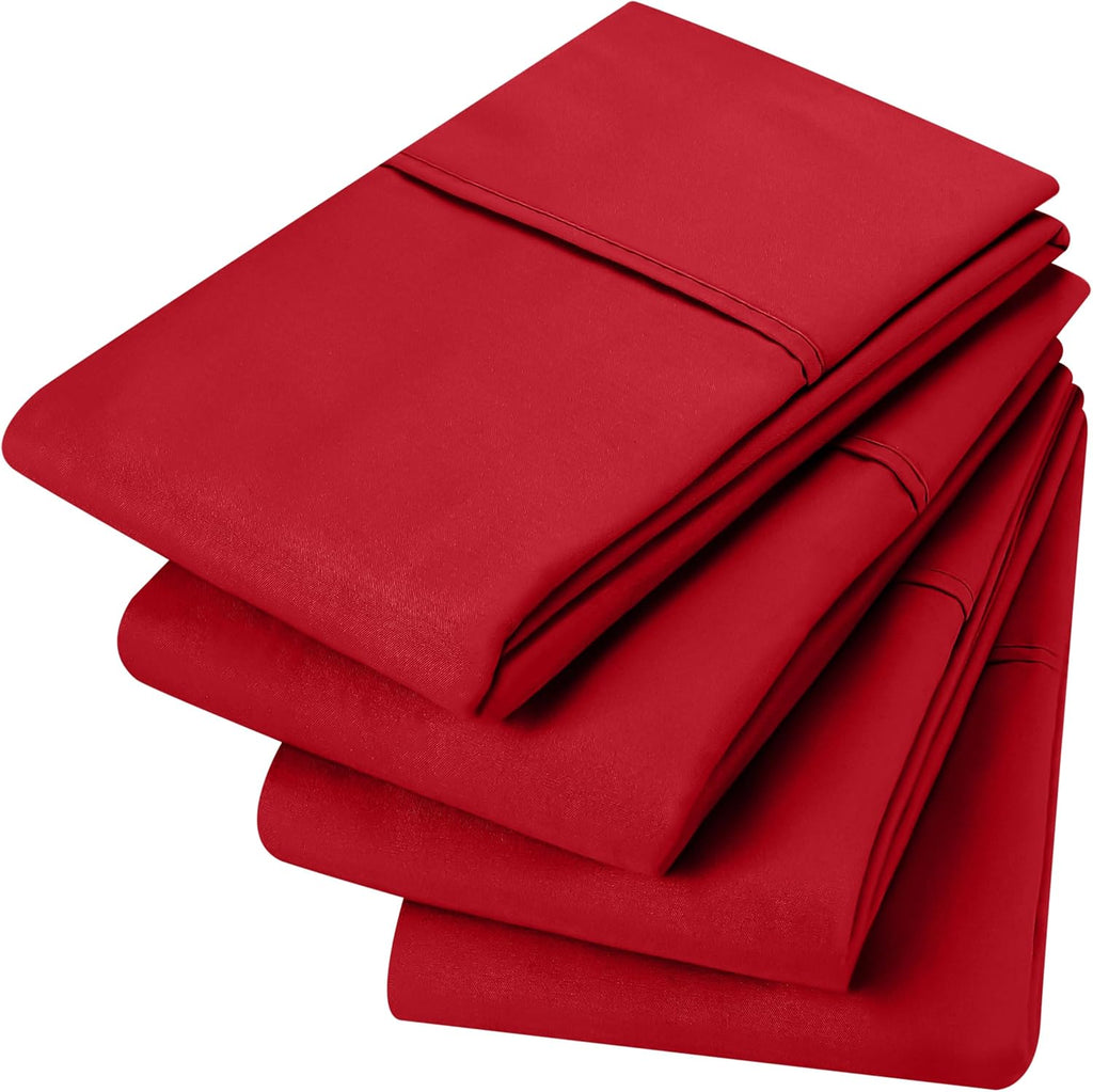 Utopia Bedding Standard Pillow Cases - 4 Pack - Soft Brushed Microfiber - Fade Resistant | 20 x 26 Inches (Red)