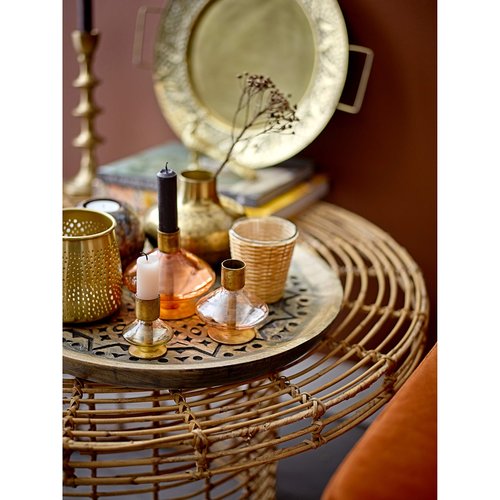 Bloomingville Multi-Color Glass & Metal, Set of 4 Taper Holder, Brass, AH1593