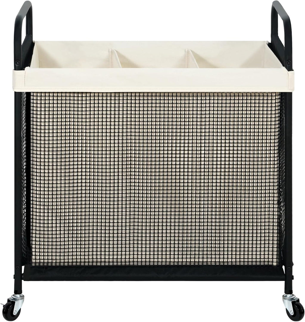 STO STO Laundry Hamper - 120L Rolling Sorter Cart with Removable Washable Liner & Wheels