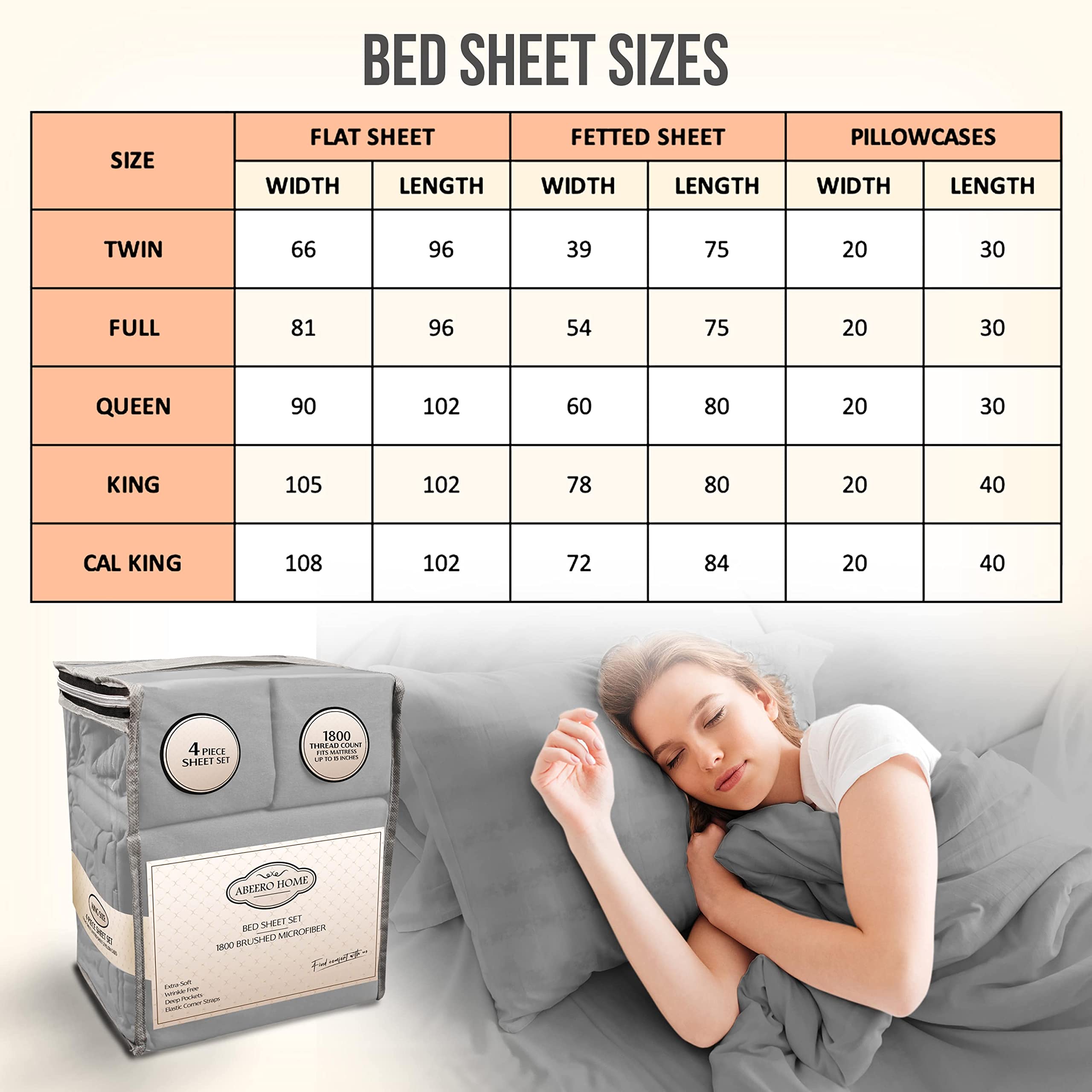 Abeero Home Twin Sheets Set - Luxury Hotel Bed Sheets - Soft Cooling Sheet with Elastic Corner Straps - Deep Pocket Microfiber Bedsheet - Bedding Sheet & Pillowcases -3 PC (Twin Size, Light Gray)
