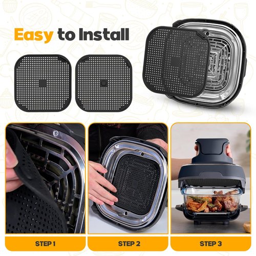 2 PCS Silicon Splatter Shield for Ninja Crispi Air Fryer Heat-Resistant Splash Guard,for Ninja Crispi Accessories,Crisp Containers,Crispy Replacement Parts Protects Kitchen from Oil– Black