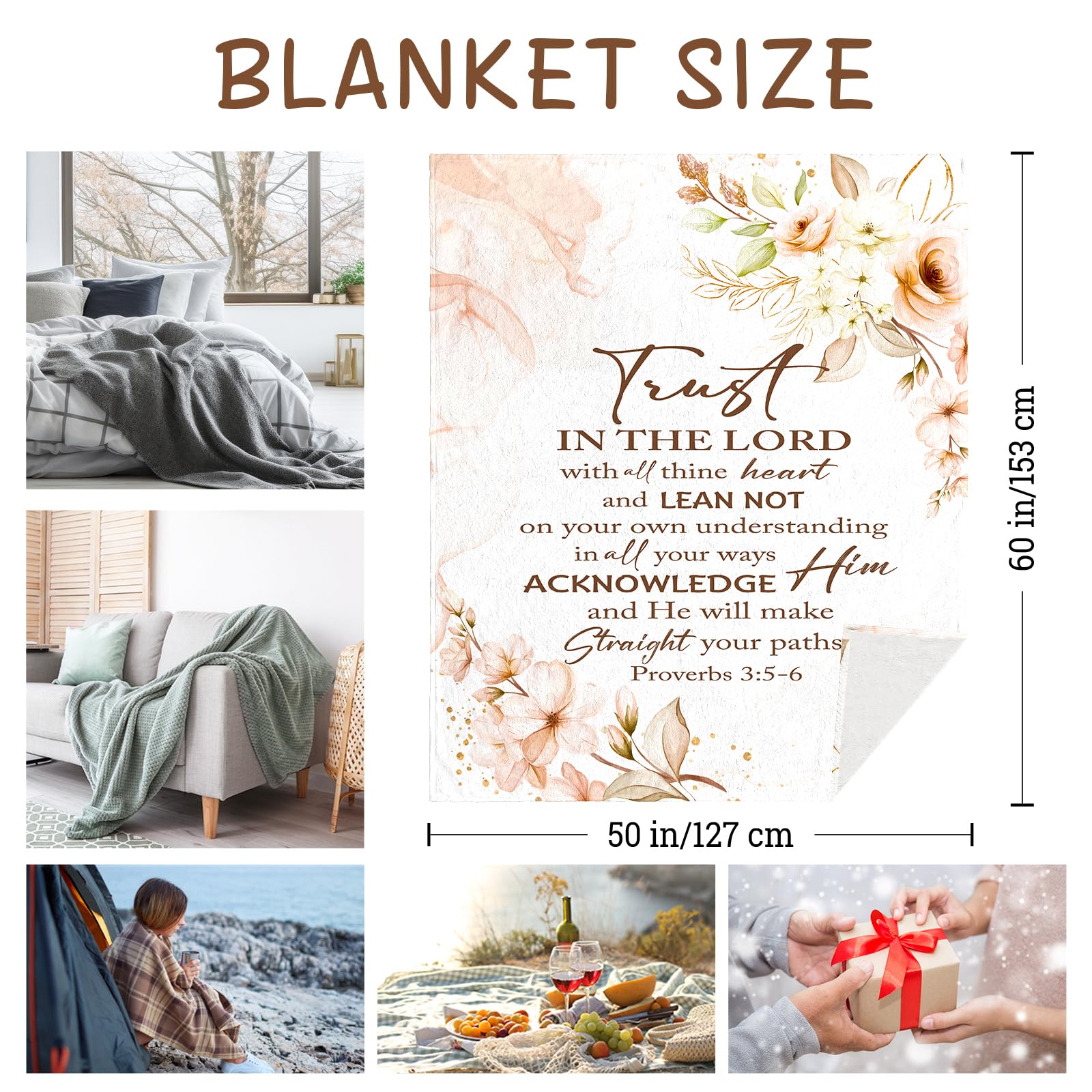BDASWLY Christian Gifts for Women Blanket 60"x50" - Religious Gifts for Women- Inspirational Religious Birthday Gift - Baptism Confirmation Gift’s for Girls - Catholic Spiritual Gift for Woman