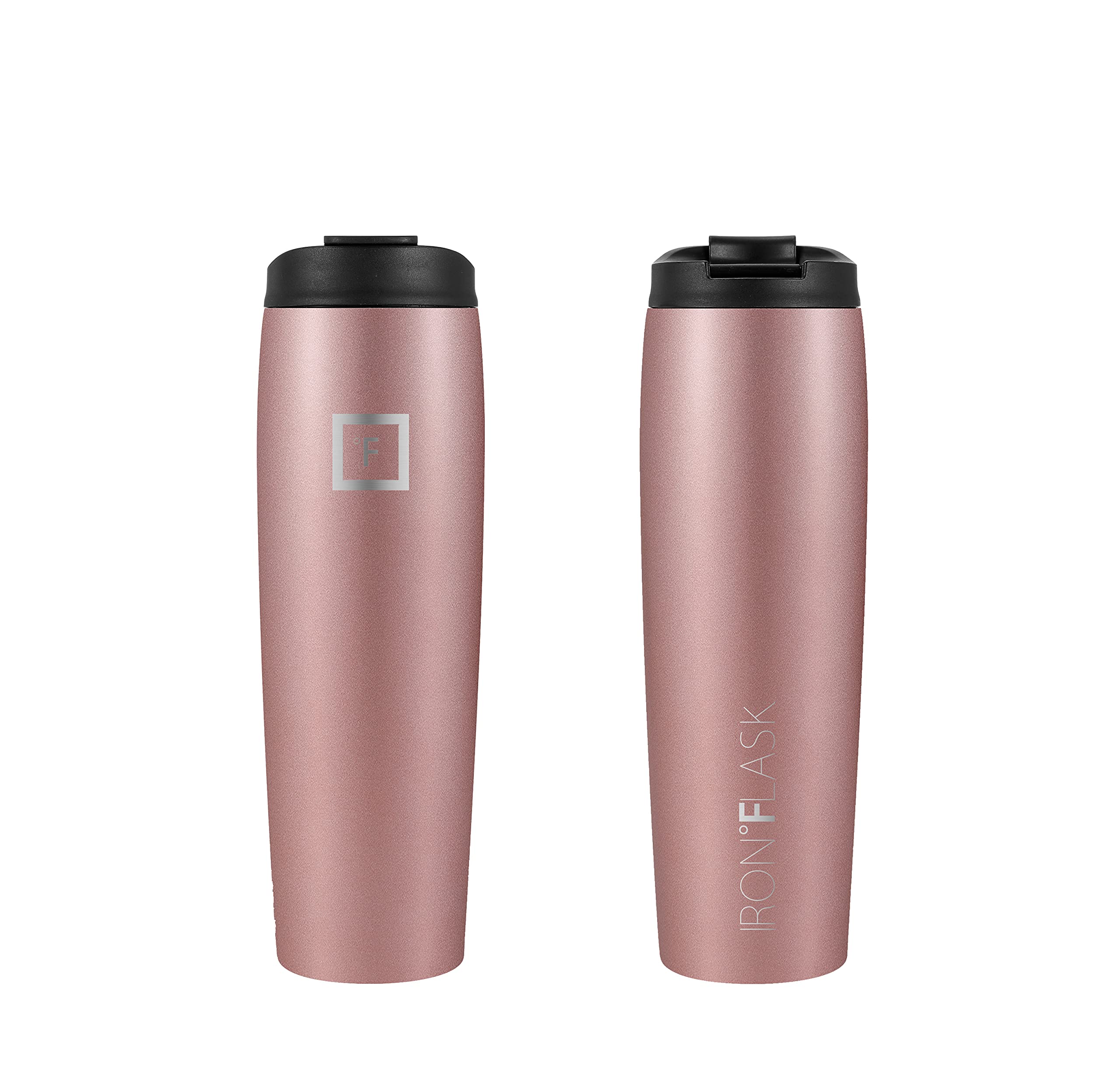 IRON °FLASK Nomad Tumbler - 2 Lids (Straw/Flip), Vacuum Insulated Stainless Steel Bottle, Double Walled, Drinking Cup, Coffee Travel Mug, Water - Rose Gold, 28 Oz
