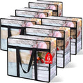 Clear Blanket Storage Bags by Skiennix - 6-Pack Vinyl Organizers with Reinforced Handles | 40L for Bedding, Clothing & Toys