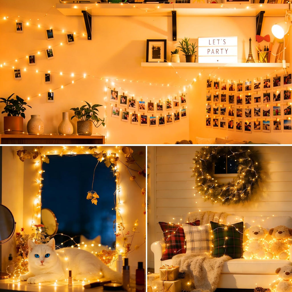 Skiennix Fairy String Lights - 50 LED Copper Twinkle Lights with Remote & Timer | 16ft Waterproof for Indoor Decor