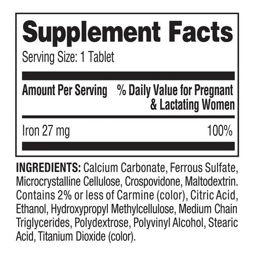 Convergence Spring Valley Iron as Ferrous Sulfate Tablets Dietary Supplement, 27 mg, 250 CountNo preservatives, Artificial Dyes or sweeteners