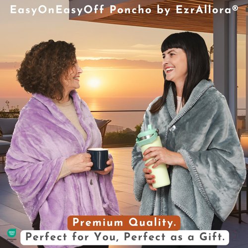 EzrAllora Premium Double Layer Wearable Blanket for Women -No Sleeves- Shawl with Pockets- Wrap Blanket- Gifts for Grandma (Powder Pink)