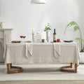 EVERLY Pure Linen Hemstitch Tablecloth,100% Stonewashed French Linen tablecloths for Kitchen Dining Rectangle Tables,60x144Inch Machine Washable Christmas Thanksgiving Organic Tablecloth-Natural Linen