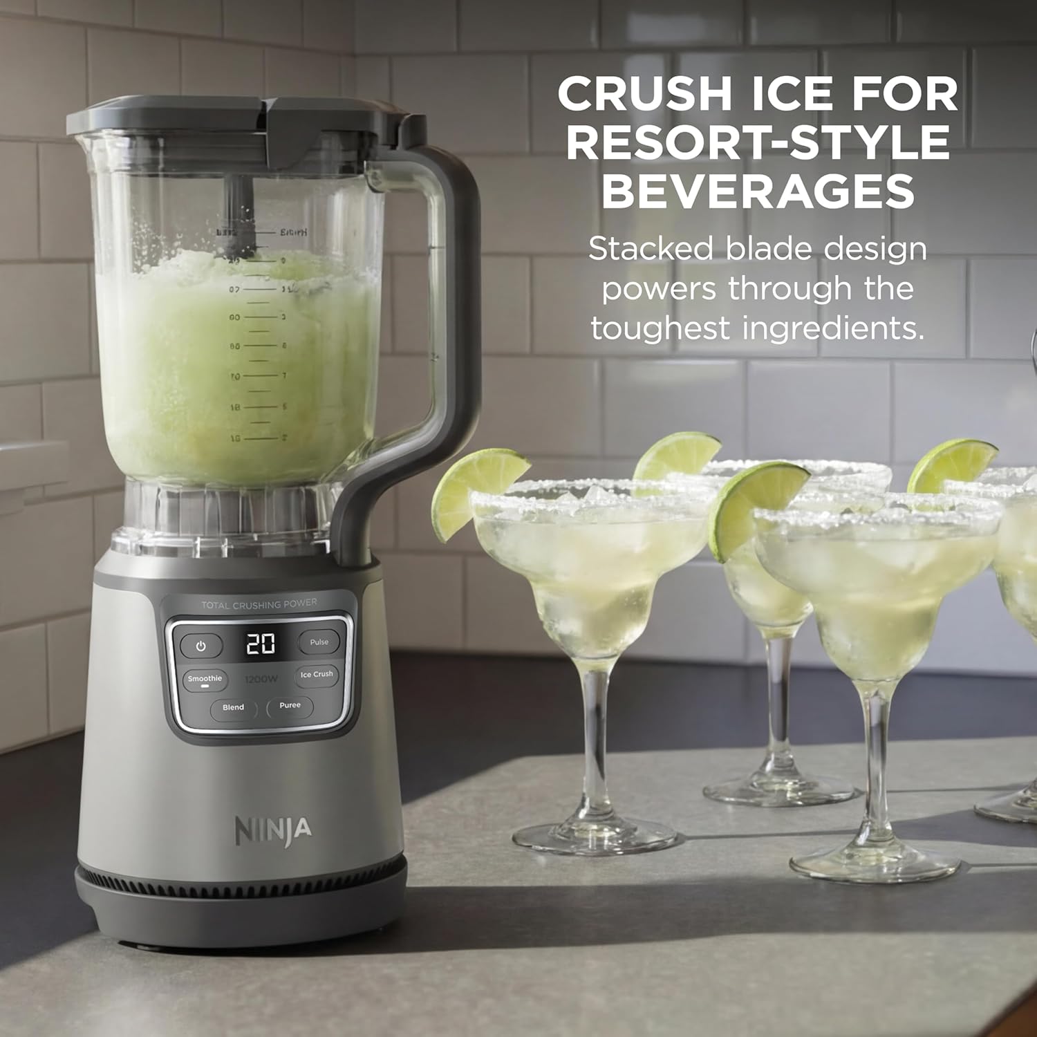 Ninja BlendPro Kitchen System - 72 oz Full-Size Blender & 5-Cup Food Processor | 1200 Watt, Beige | Total Crushing Tech & Smoothie Presets