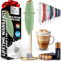 Zulay Kitchen Tornado Triple Whisk Milk Frother - Handheld Foam Maker for Coffee & Lattes - Olive & Gold