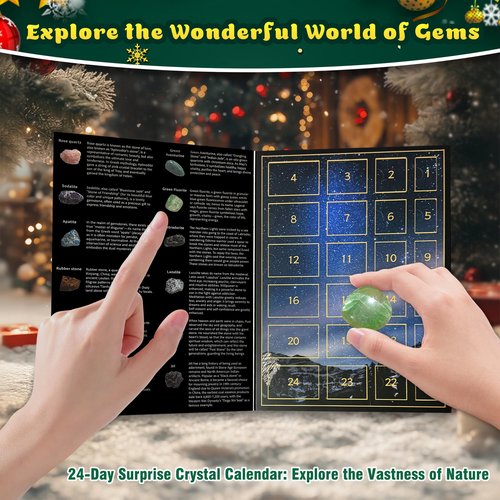 2025 Crystal Advent Calendar for Girls - 24-Day Christmas Countdown with Natural Chakra Stones Healing Gemstones - Perfect for Grandparents,Pet Owners Give Christmas Countdown Gifts for Boys, Cat/Dog