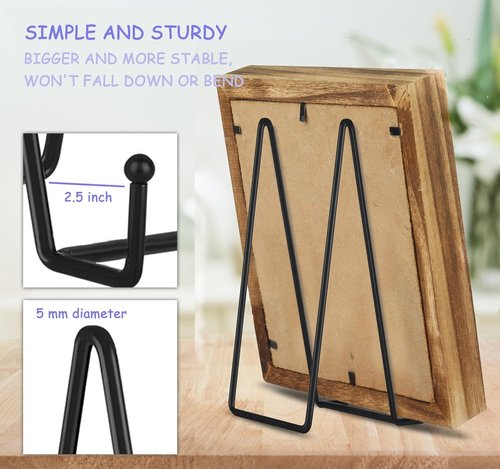 Decolore 12-Inch Black Picture Stands | 3-Pack Tabletop Easels for Photos, Plates & Books