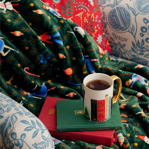 RIFLE PAPER CO. Plush Fleece Blanket | Cozy Up in This Soft Decorative Holiday Throw (Ready to Gift Packaged with a Ribbon, 50" x 80"), Nutcracker Ballet