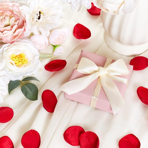 SITUMEIZI 400PCS Fake Red Rose Petals Artificial Silk Flower Red Petals for Romantic Night for Her Set Valentine's Day, Wedding, Proposal Anniversary Decorations