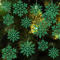 Skiennix Dark Green Christmas Snowflake Ornaments - 36Pcs Glitter Hanging Decor for Winter Wonderland