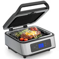 Sunvivi Indoor Grill, 1300W Smokeless Grill Indoor with Auto-Lift, Electric Griddle Nonstick with Removable Plates, Independent Upper Heating, Smart Time & Temperature Control, Easy to Clean and Store