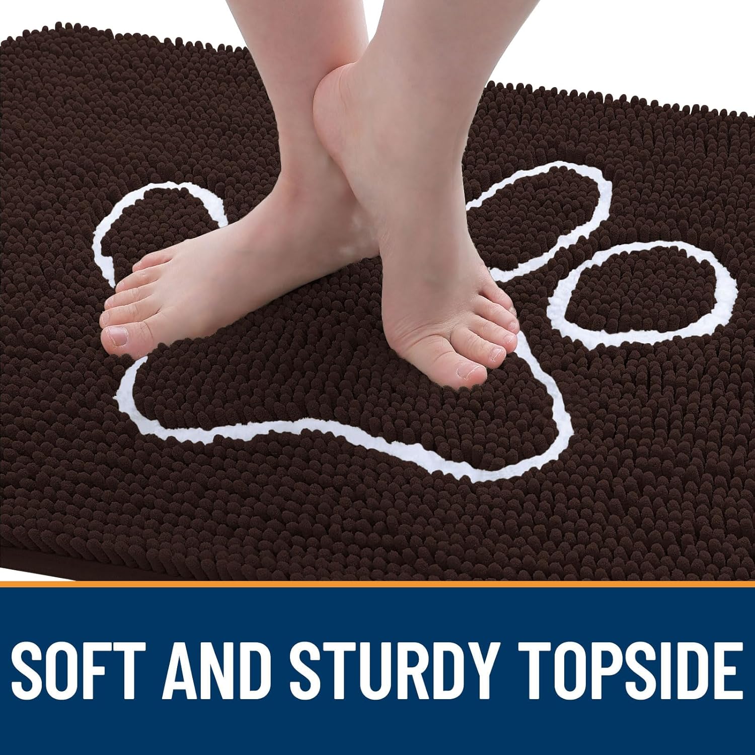 OLANLY Dog Door Mat - Absorbent Non-Slip Mud Mat for Paws | Quick Dry Chenille, 70x46, Brown