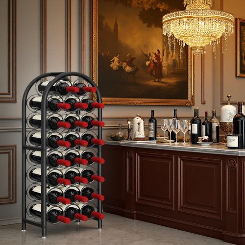 Dazioter Wine Rack Freestanding Floor Metal Holders Stands Organizer Storage 23 Bottles Black