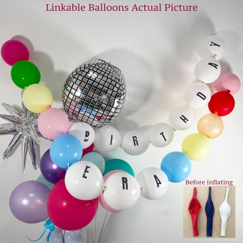178pcs Pink Purple Blue Balloon Garland Disco Ball Custom Bracelet Banner Kits For Teenage Party Decorations Music Fans Princess Themed Photo Backdrop Birthday,Bachelorette Party